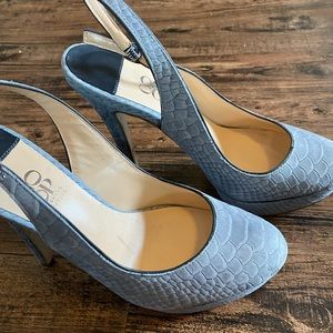 Barney’s Gray Platform Slingback pump